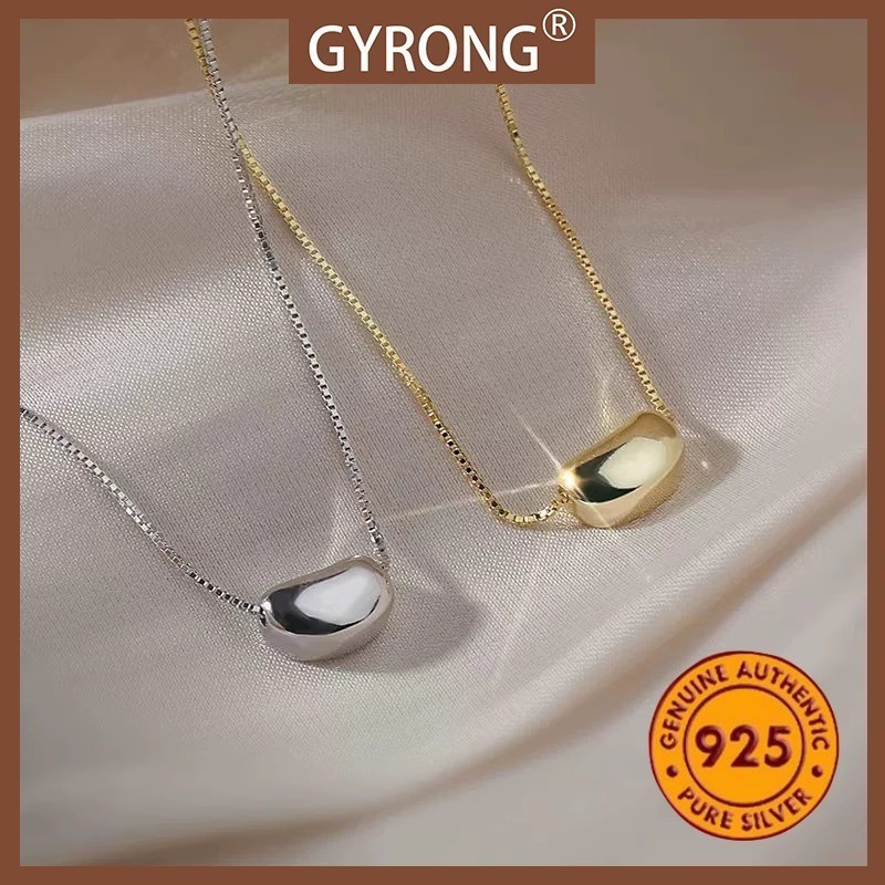 GYRONG Kalung Liontin Emas 18K Gaya Pasangan Bentuk Kacang