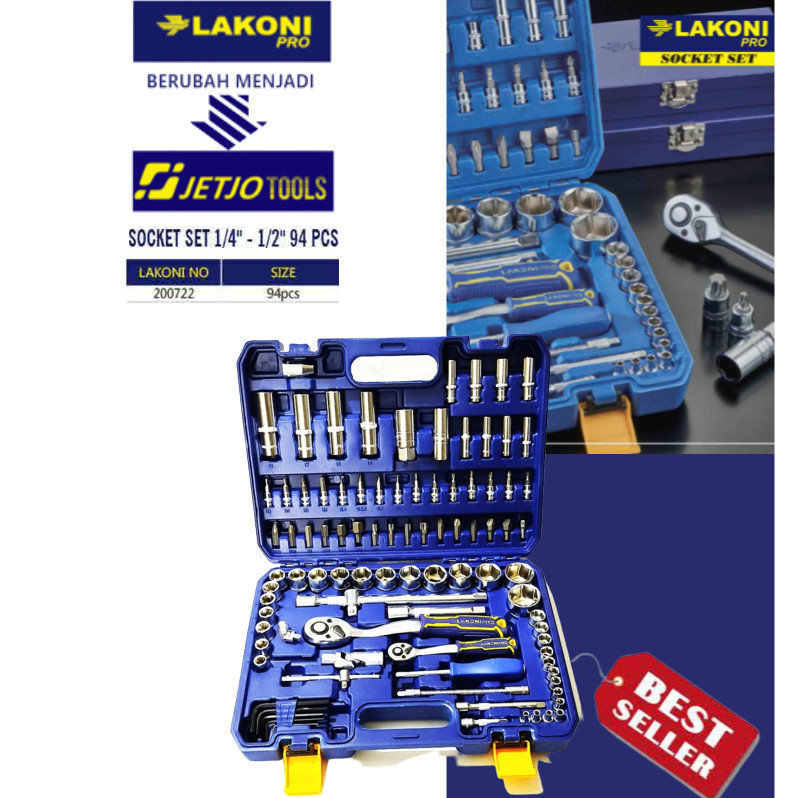MAKITA / LAKONI / JETJO Kunci sock set JETJO LAKONI PRO LAKONI 94pcs Socket set 1/4" - 1/2" 94pcs 6 
