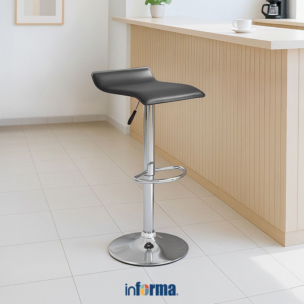 Informa Dan Bangku Bar Kulit - Hitam Bar Stool Kursi Kafe Bartending Furniture Ruang Makan Kursi Kon