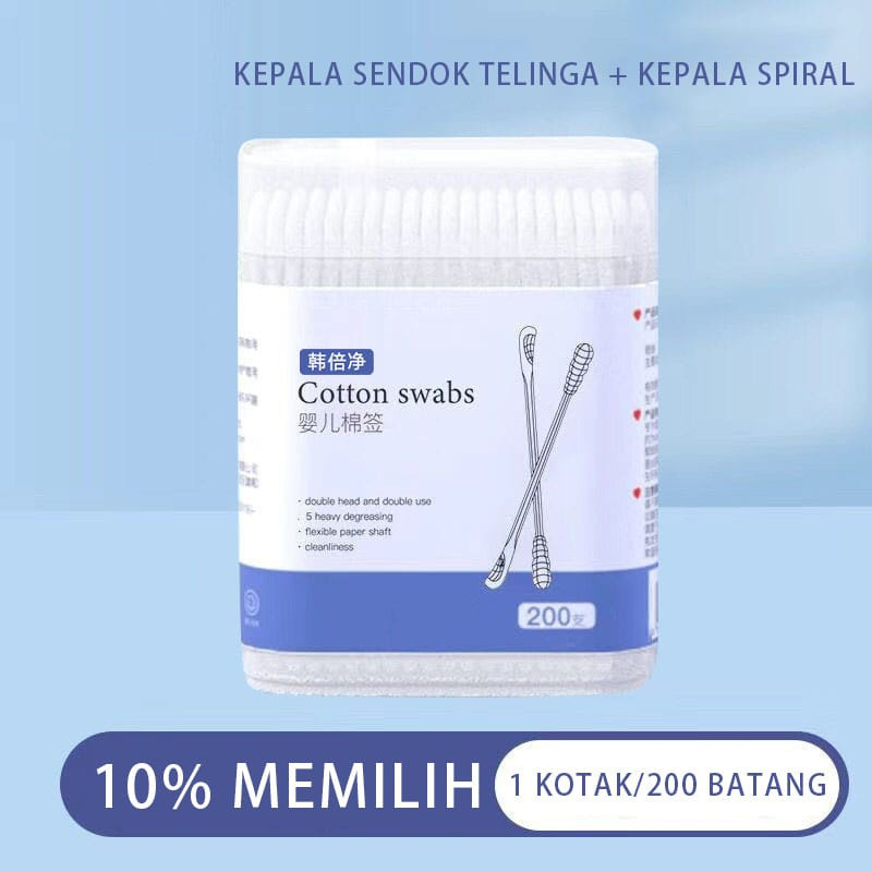 Pembersih Telinga / Kuping Baby Cotton Cotton Bud Spiral / Cotton Bud Sendok Isi 500