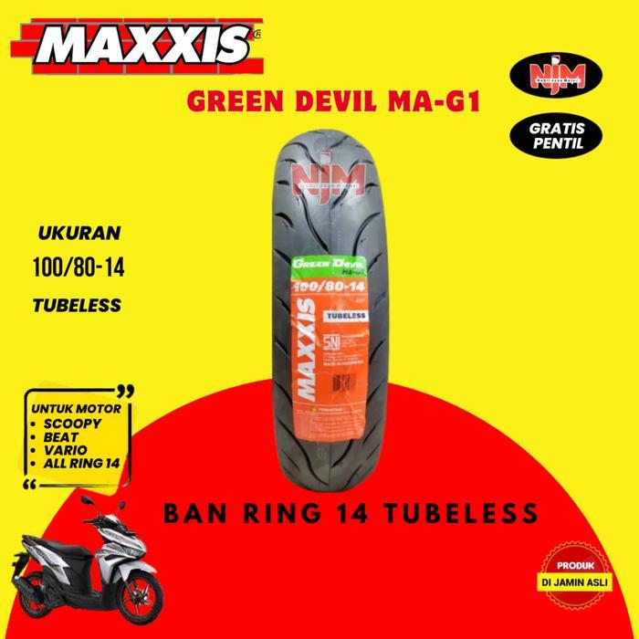 Maxxis Green Devil 100/80 Ring 14 Tubeless Ban Motor Untuk Vario Beat - 100/80-14