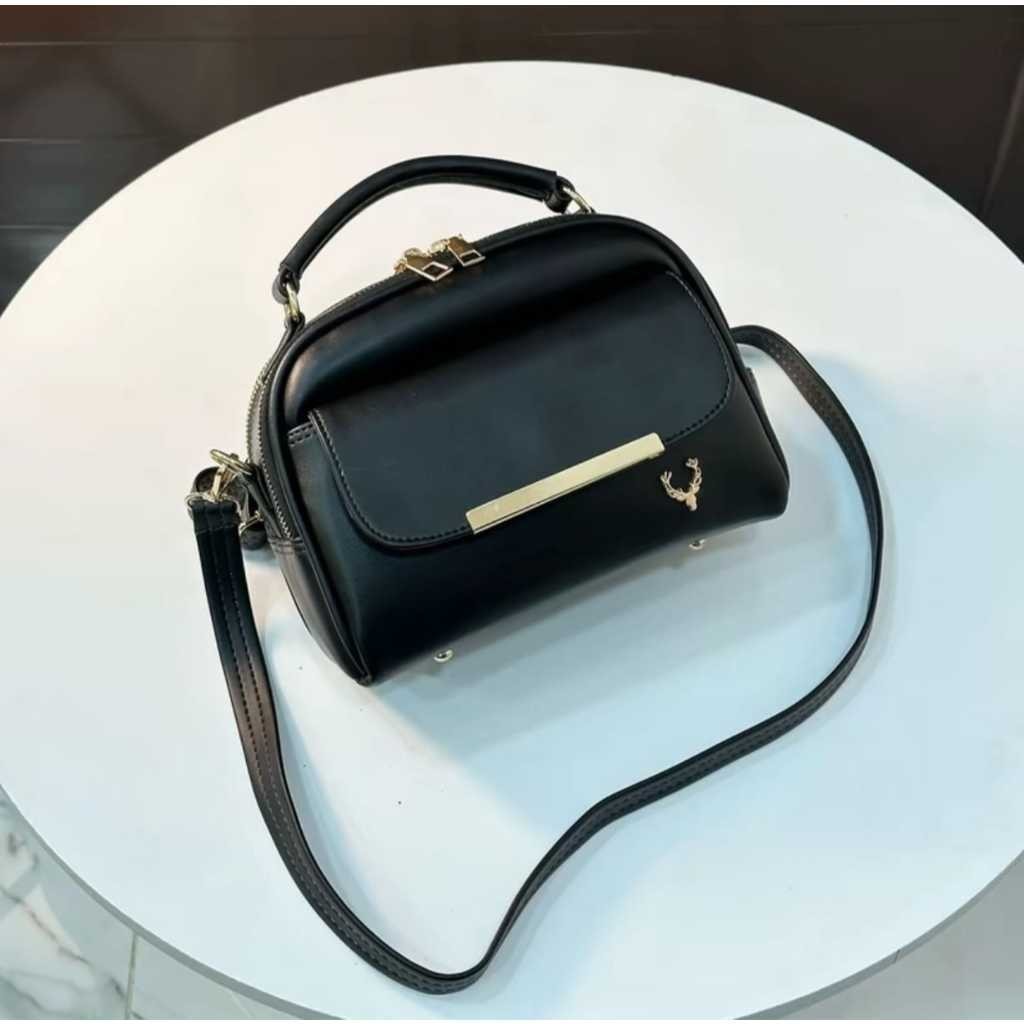 [Lunavia] Tas 2 Ruang Resleting Kulit Sintetis – Fashion Korea Stylish Muat HP & Dompet