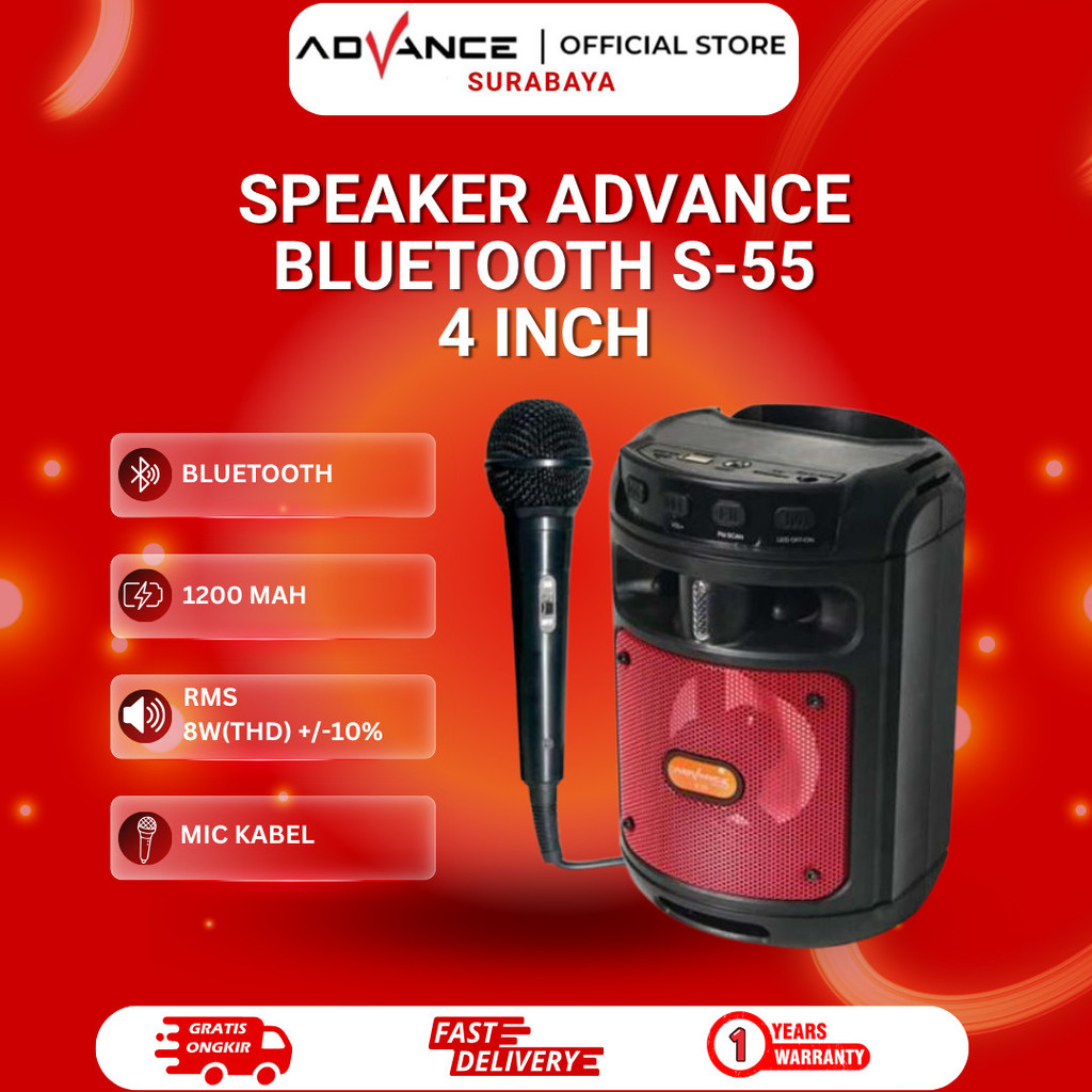 Speaker Advance S-55 Bluetooth Portable Red