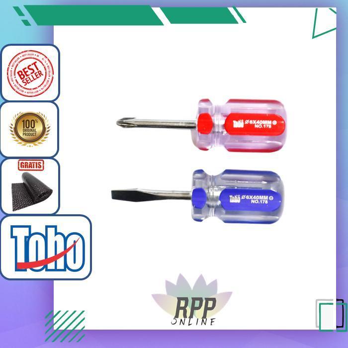 Obeng Crystal Toho 6x40mm Plus Min | Screwdriver Toho Magnet | Obeng Cebol 6 x 40mm + - | Obeng Mini