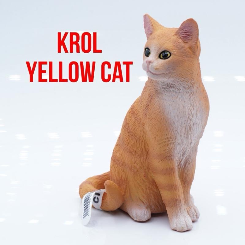 KROL Yellow Cat Kucing Persia Felis Catus | Mainan Figure Binatang Miniature Hewan Animal Figurine P