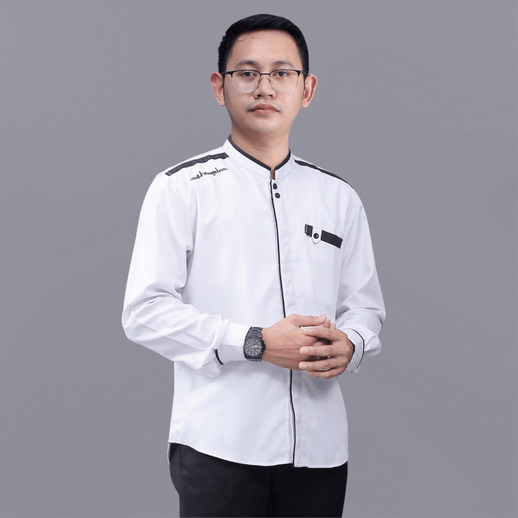 Jerry OFC - Baju Koko Pria Lengan Panjang Motif Yisunsin Warna Putih Kemeja Koko Putih Baju Muslim P