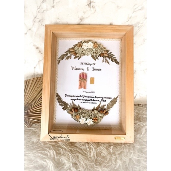Custom MAHAR RUSTIC/MAHAR PERNIKAHAN/MAHAR FRAME KAYU/MAHAR MURAH/ MAHAR EDELWEIS/MAHAR UANG/MAHAR E
