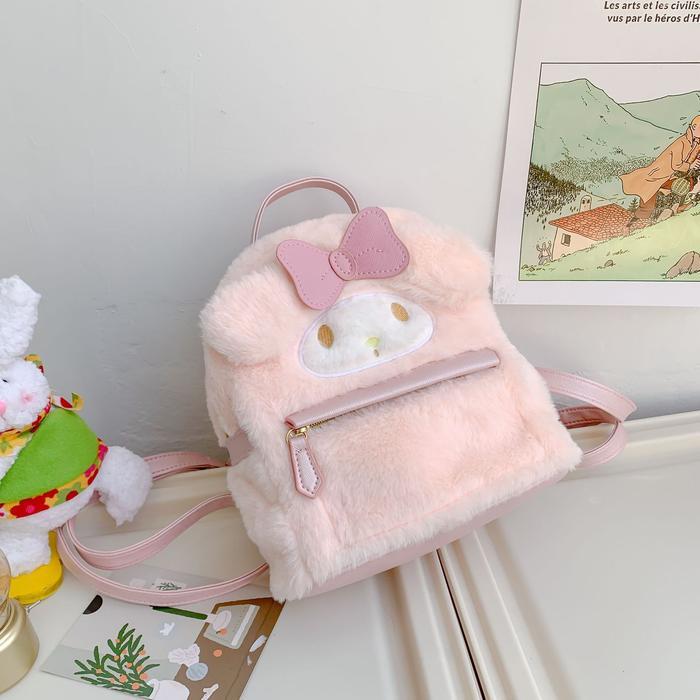 Tas Ransel Bulu My Melody Cinnamoroll / Tas Punggung Boneka My Melody Cinnamoroll /  Tas Ransel Prem