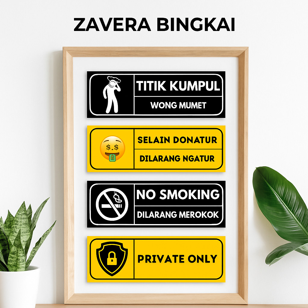 pajangan dinding 1set 4pcs.pajangan kamar aesthetic. hiasan dinding warning/peringatan | Zavera