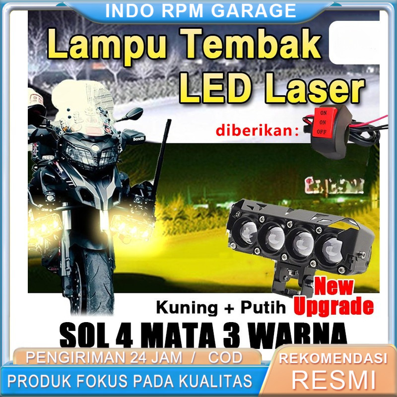 Lampu Tembak Laser Foglamp Sql 4 Mata Super Bright Motor Mobil lampu tembak CR7 tanpa Kipas