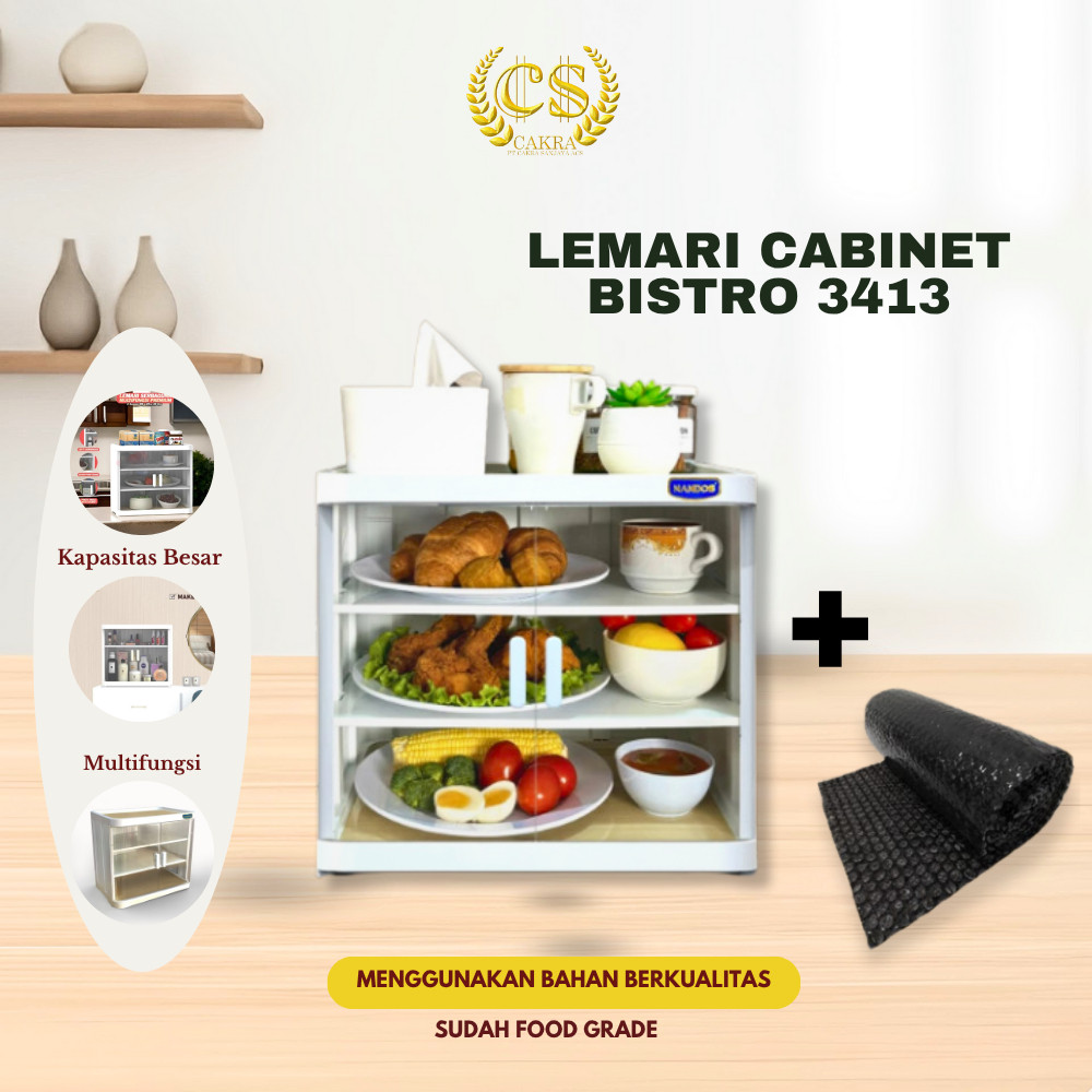 KIOSBERTHA OS Lemari Makanan Naiba Tertutup Food Cabinet Bistro Rak Serbaguna Nandos untuk Tempat Pe