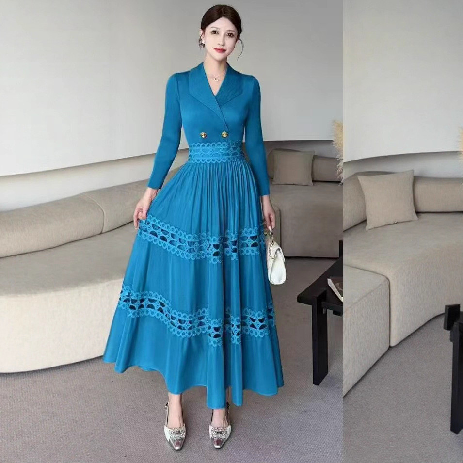 202511 Miyake Miyake gaun lipat wanita, ukuran Plus