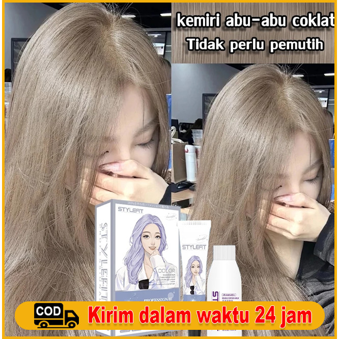 Cat Rambut Milk Tea Tidak Perlu Pemutihan Herbal Cat Rambut Milk Tea Brown Pewarna Rambut Milk Tea A