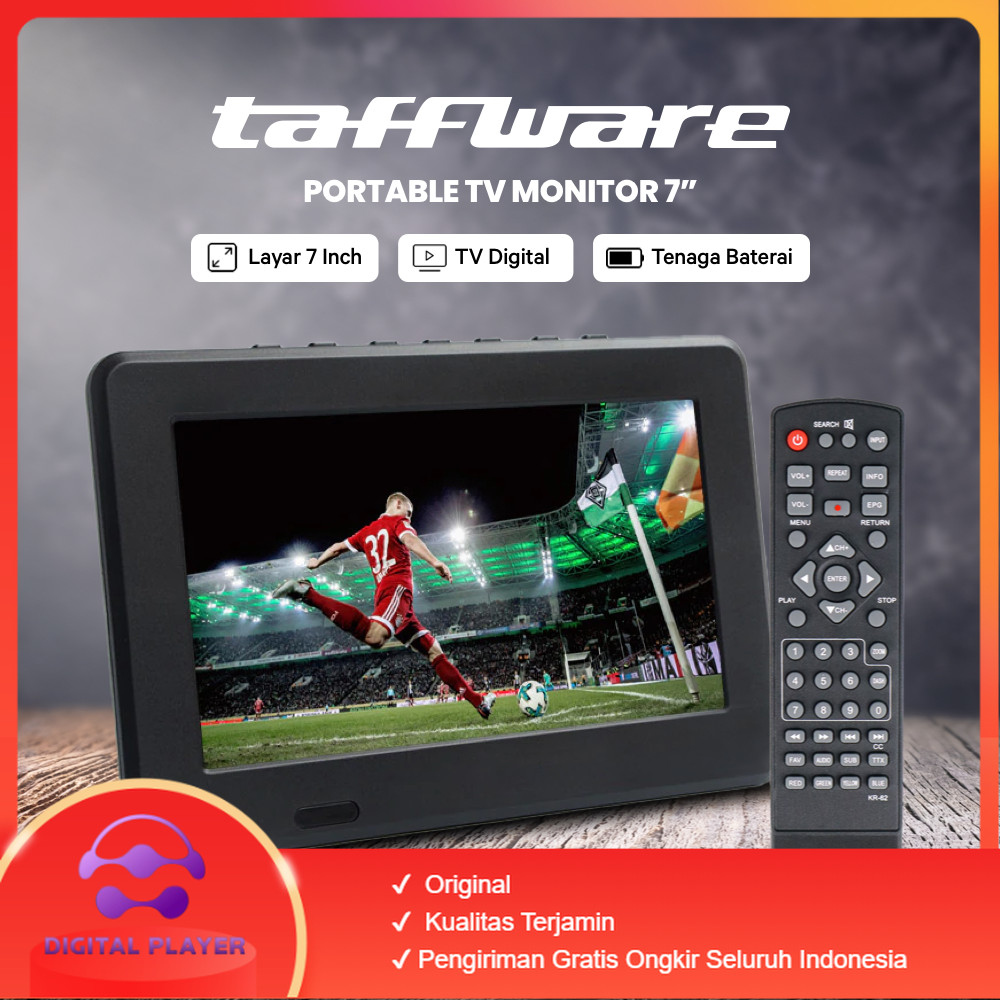 Portable TV Monitor Digital 7 Inch DVB-T2 Rechargeable - D7
