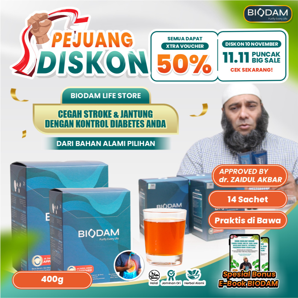 Biodam Herbal Pilihan Dr. Zaidul Akbar Cegah Stroke & Jantung Bengkak Kolesterol Diabetes ORIGINAL