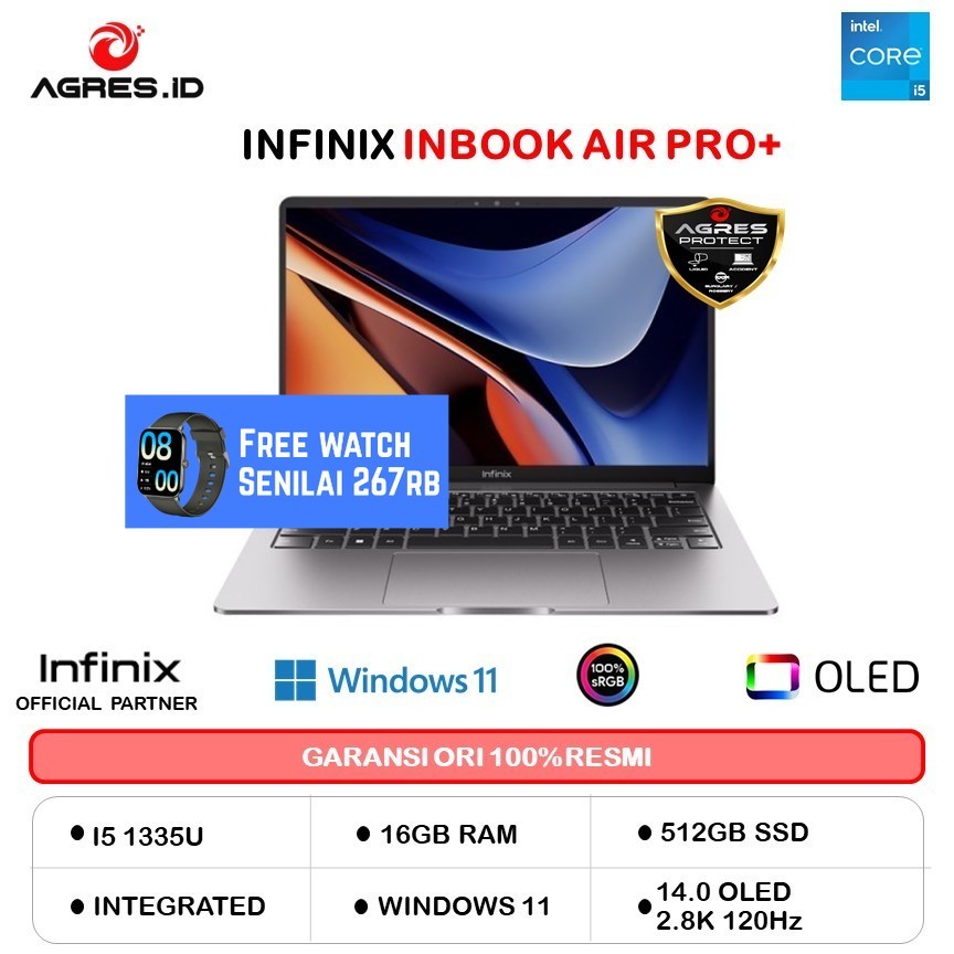 INFINIX INBOOK AIR PRO+ OLED I5 1334U 16GB 512GB W11+OHS 14.0 2.8K 120HZ 1KG GREY