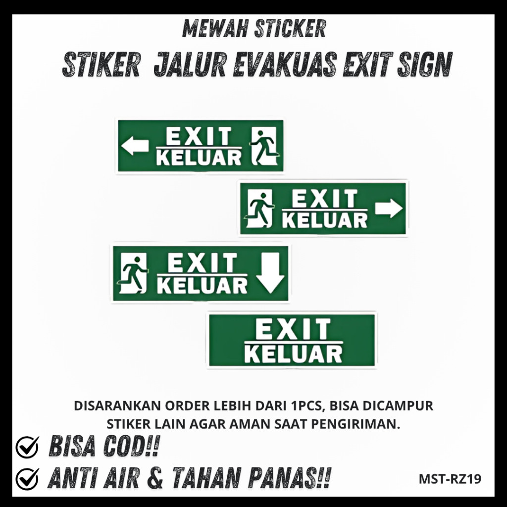 Stiker Jalur Evakuasi Exit Sign