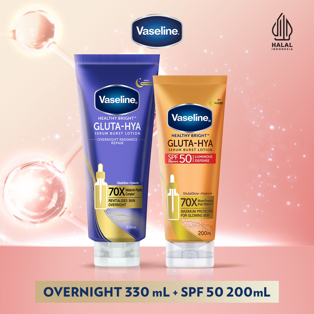 Vaseline Gluta Hya Overnight 330ml + Vaseline Gluta Hya SPF 50 200ml