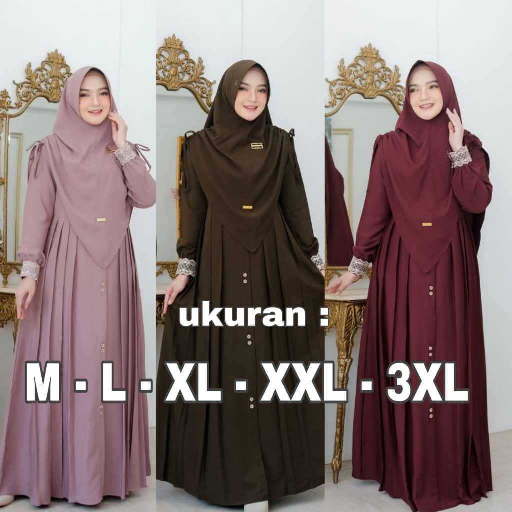 COMELLSHOP Mawwadah Syar'i Set Khimar Cringkle Airflow Premium - Fashion Muslim Wanita Ukuran Jumbo 