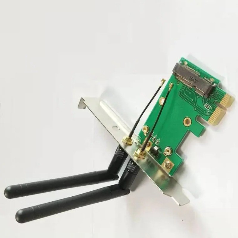 Mini PCI Express mini pcie to PCIE desktop Wireless wifi network card Adapter + 2 Antenna