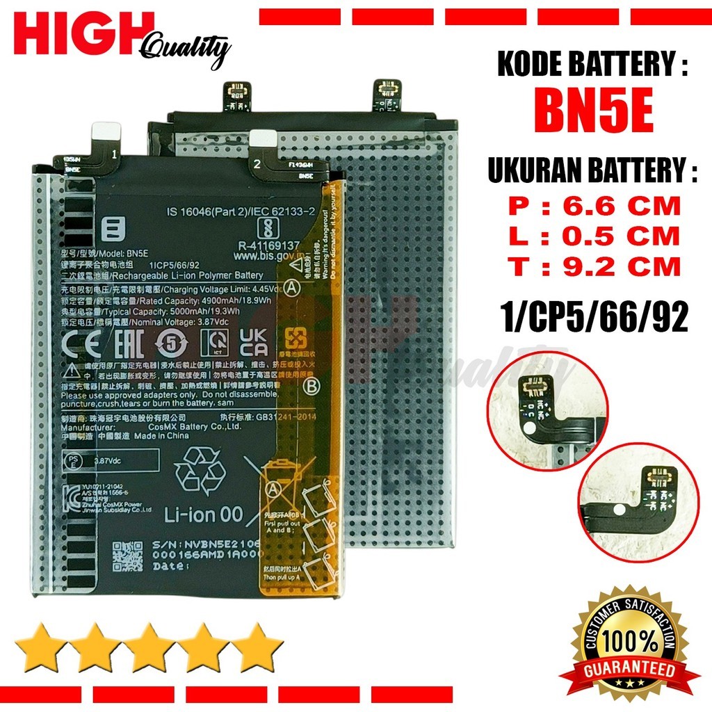 Baterai Redmi Note 11 Pro / Note 12 Pro 4G / Poco X4 Pro 5G Battery Xiaomi BN5E / BN-5E copotan