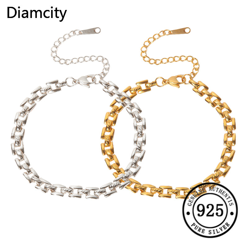 Diamcity Gelang Tali Jam Tangan Berlapis Emas yang Modis dan Sederhana