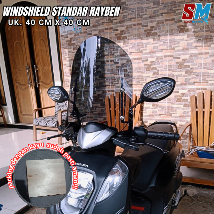 Winsil Ukuran 40cm x 40cm Rayben Hitam Transparan  Windshield Vario  Windshield Scoopy  Winshield   
