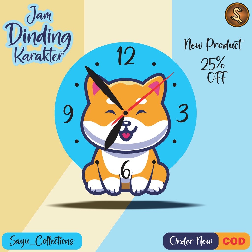 Jam Dinding Aesthetic Karakter Anjing Cihuahua