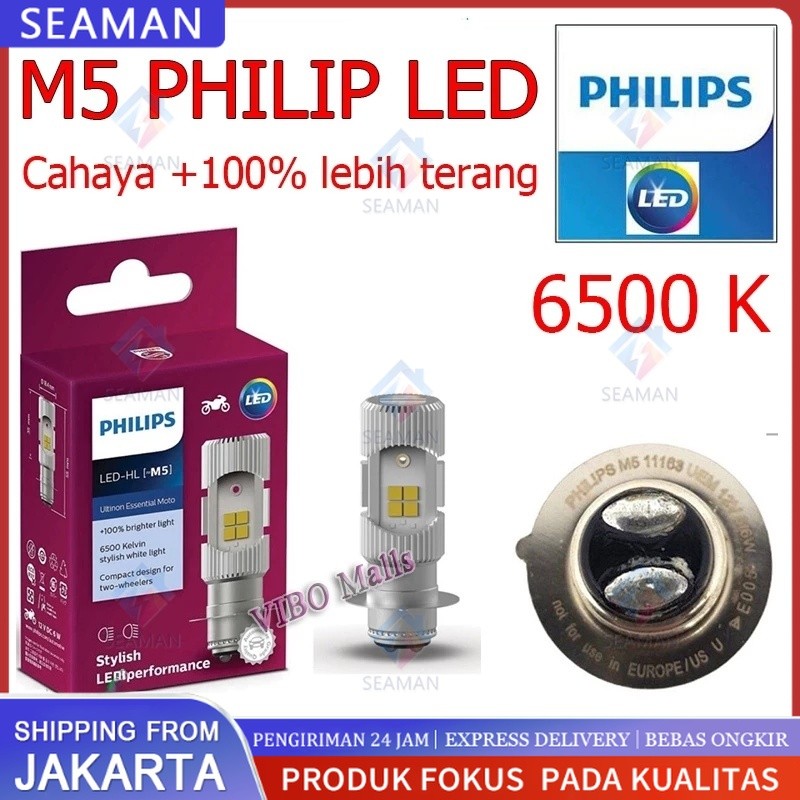 [ORIGINAL 100%] Lampu motor philips Lampu ac dc Lampu led utama depan 2led motor Bebek acdc dan mati