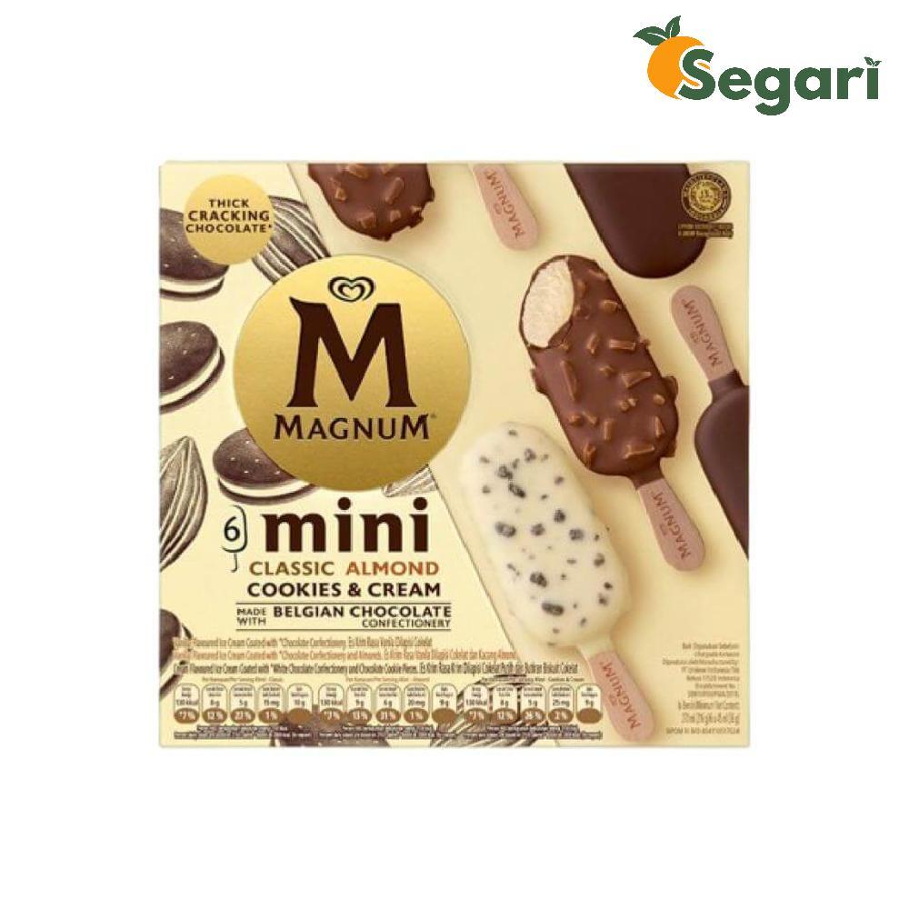 Walls Es Krim Magnum Mini Classic Almond Cookies & Cream 6 x 45 ml