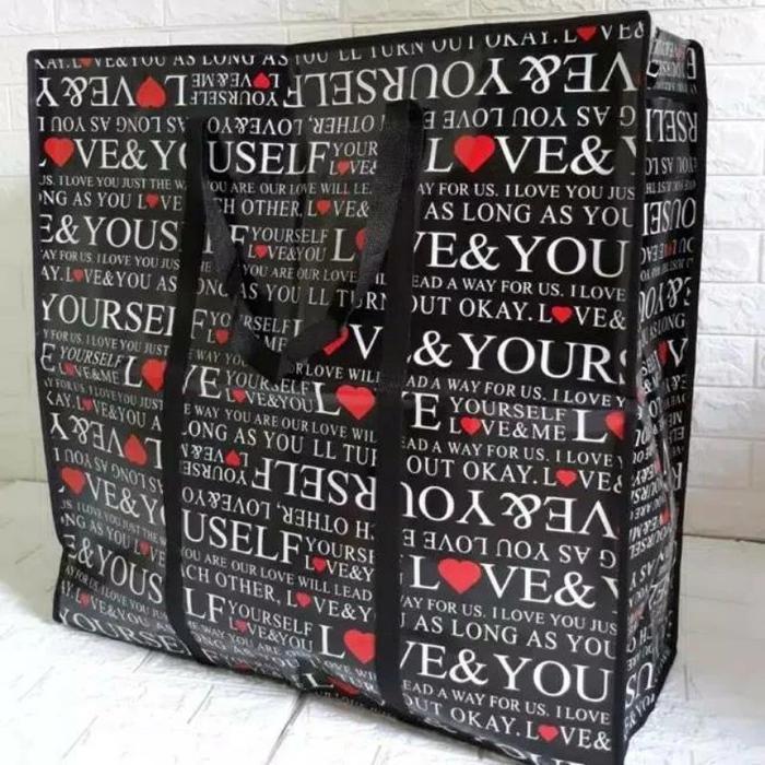 Tas Laundry Mudik Besar Jumbo Canvas Plastik Teal Pakaian - Extra Besar, Random