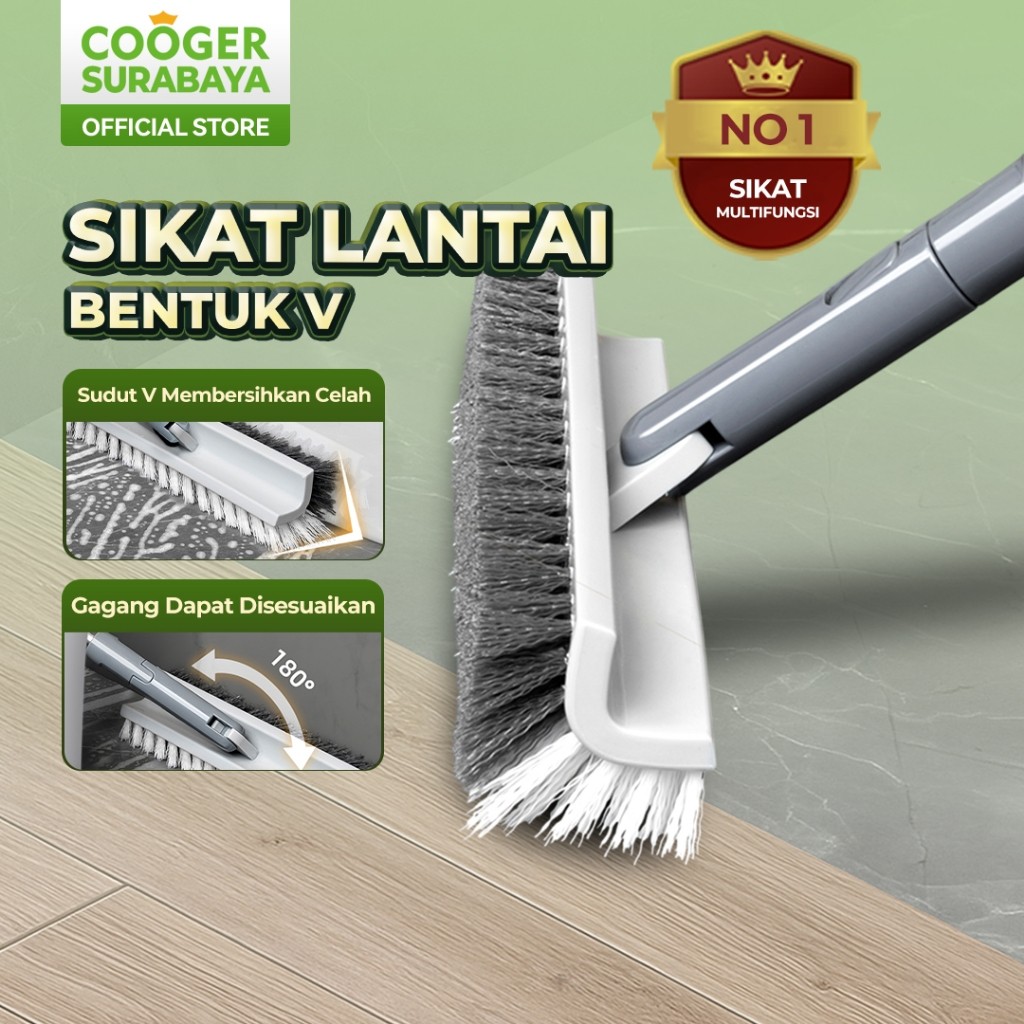COOGER SURABAYA Sikat Kamar Mandi Dua Sisi V Shape Brush Sikat Sudut Dilengkapi Pengeruk Sikat Tebal