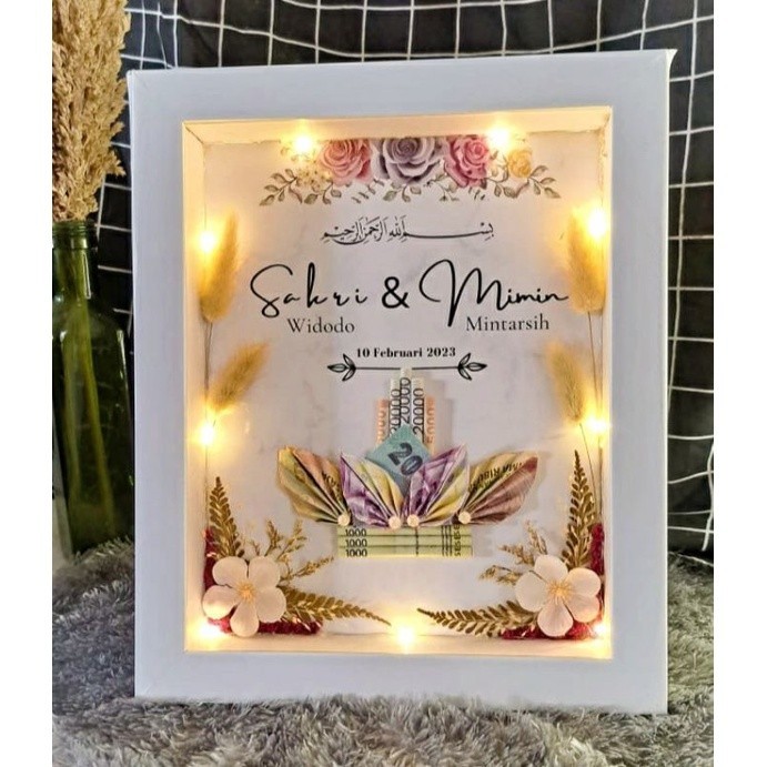 Custom BINGKAI MAHAR PERNIKAHAN 10R /MAHAR IN FLOWER FRAME 3D CUSTOM/ FRAME MAHAR