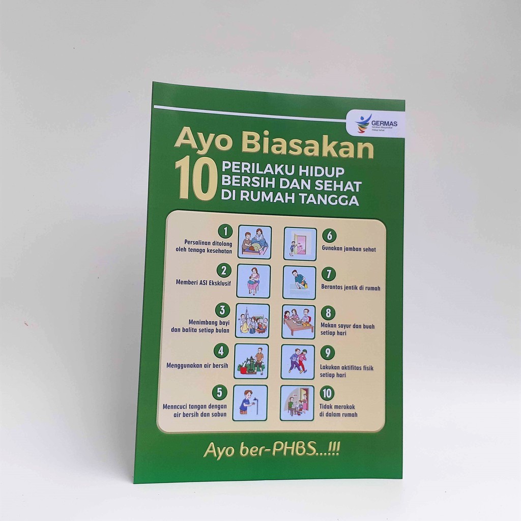 Poster PHBS Rumah Tangga, Poster Edukasi PHBS, Poster kesehatan, Poster Gaya Hidup - LAMINATING