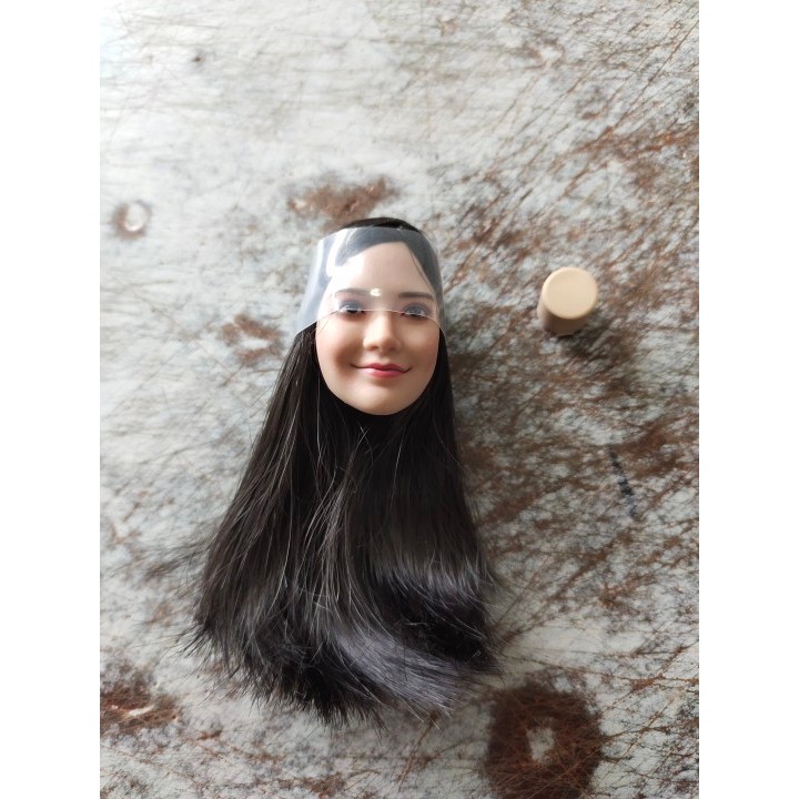 1/6 Female Angelababy Head Sculpt FX10 Black Long Hair Head Carving Model Fit 12'' Soldier Action Fi