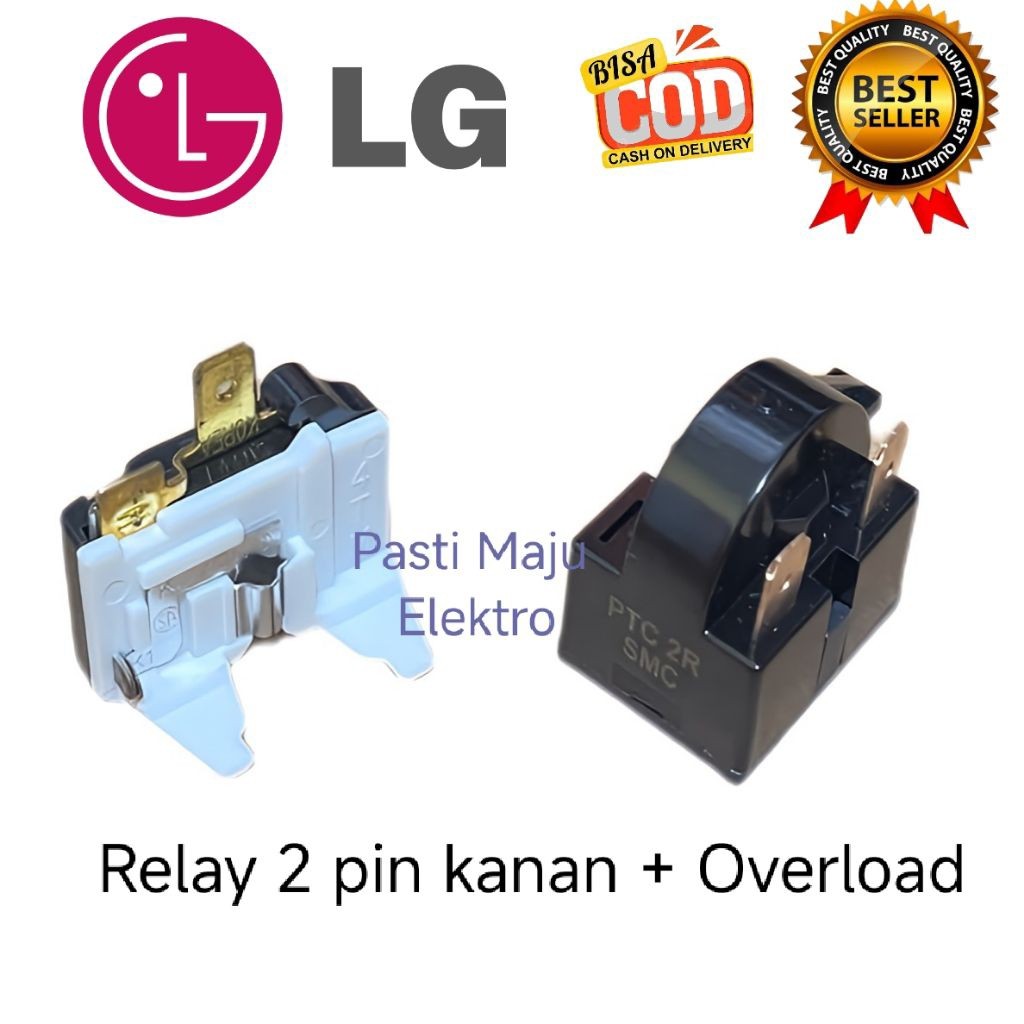 Relay Ptc 2 pin kiri kanan + overload kulkas LG 1 pintu /2 pintu