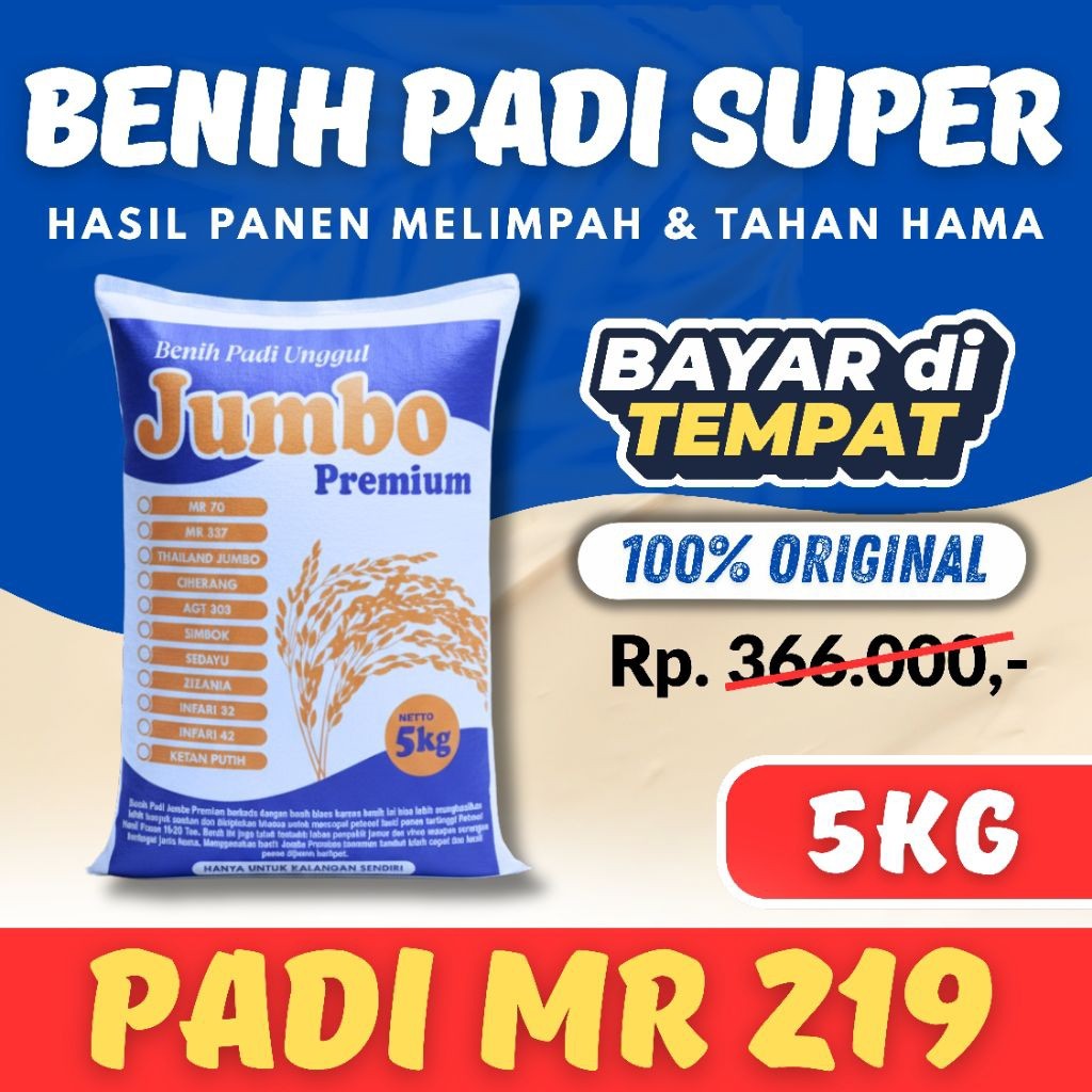 Benih Bibit Padi MR 219 Kemasan 5kg Original Super Premium