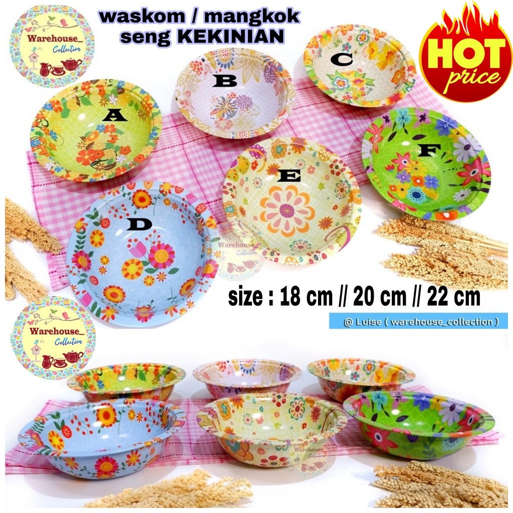 TERLARIS waskom/mangkok seng full print 18cm/20cm/22cm /kobokan seng/waskom enamel DEC PRINT