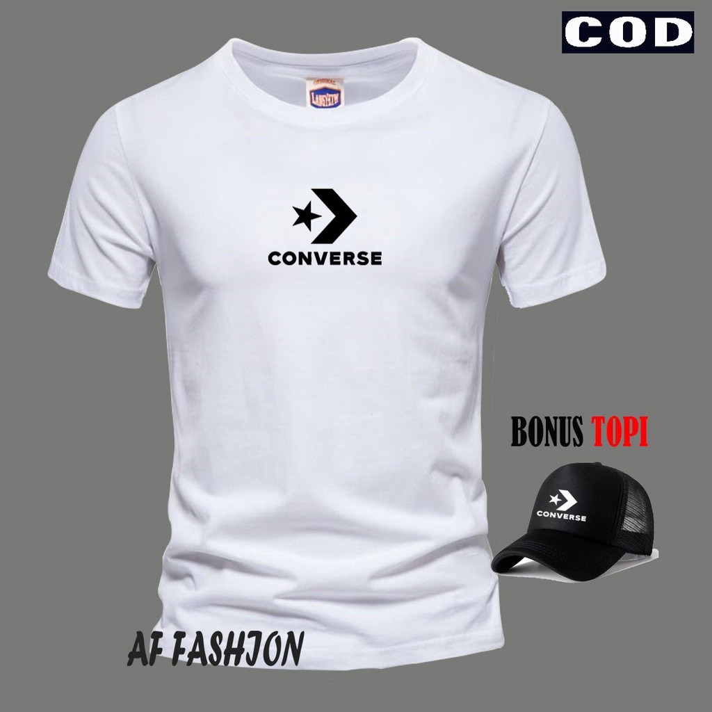 Trendy now Bonus topi ... Baju Kaos Distro Logo Comves Text Hitam Lengan Pendek Premium Quality/ dis