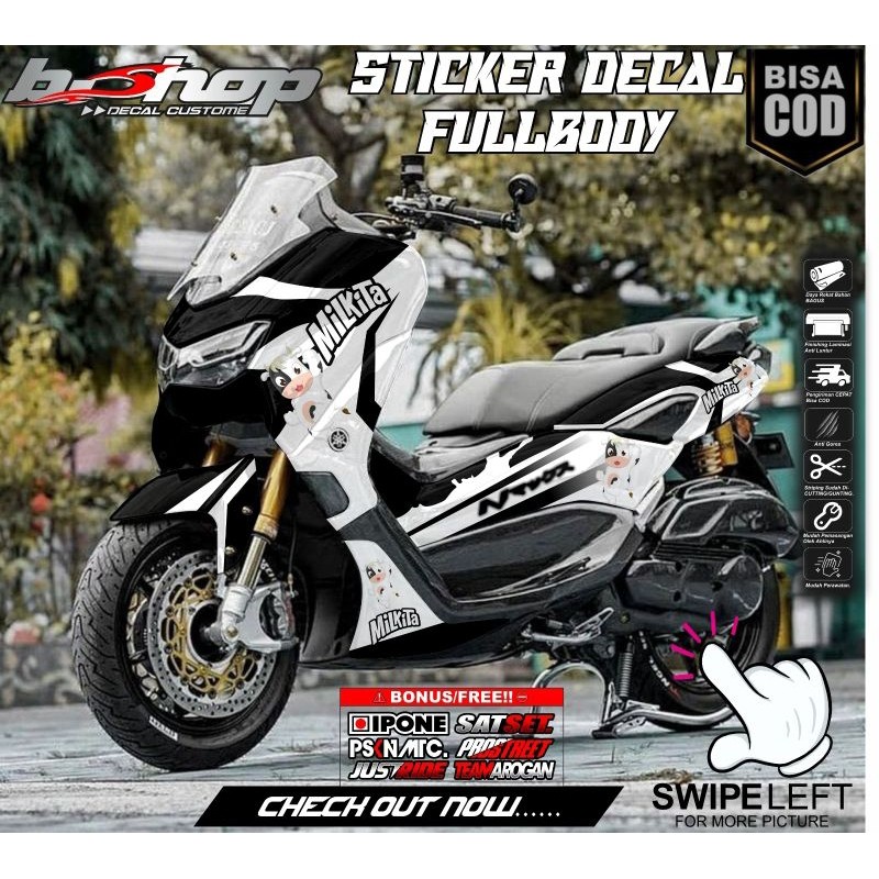 Stiker Decal Motor Nmax 2020 Full Body Variasi Gambar Milki Putih