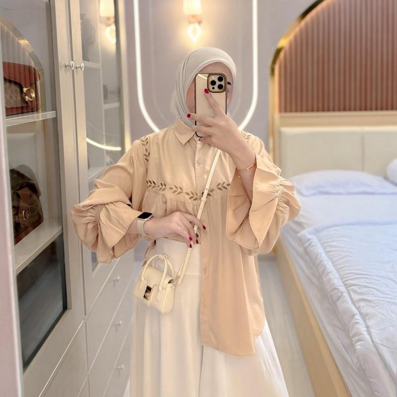 SELINA BLOUSE MOTIF BUNGA BORDIR BAHAN RAYON TWILL PREMIUM