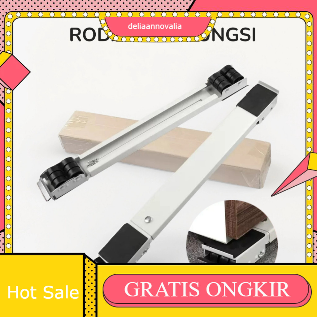 Tatakan Roda Kulkas 2 Pintu Portable Besi Anti Karat