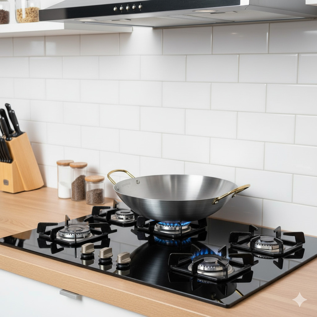 (PG) WAJAN STAINLESS KOREA 30CM/ Wajan Penggorengan Stainless Steel Tebal Kuat Gagang Gold Anti Leng