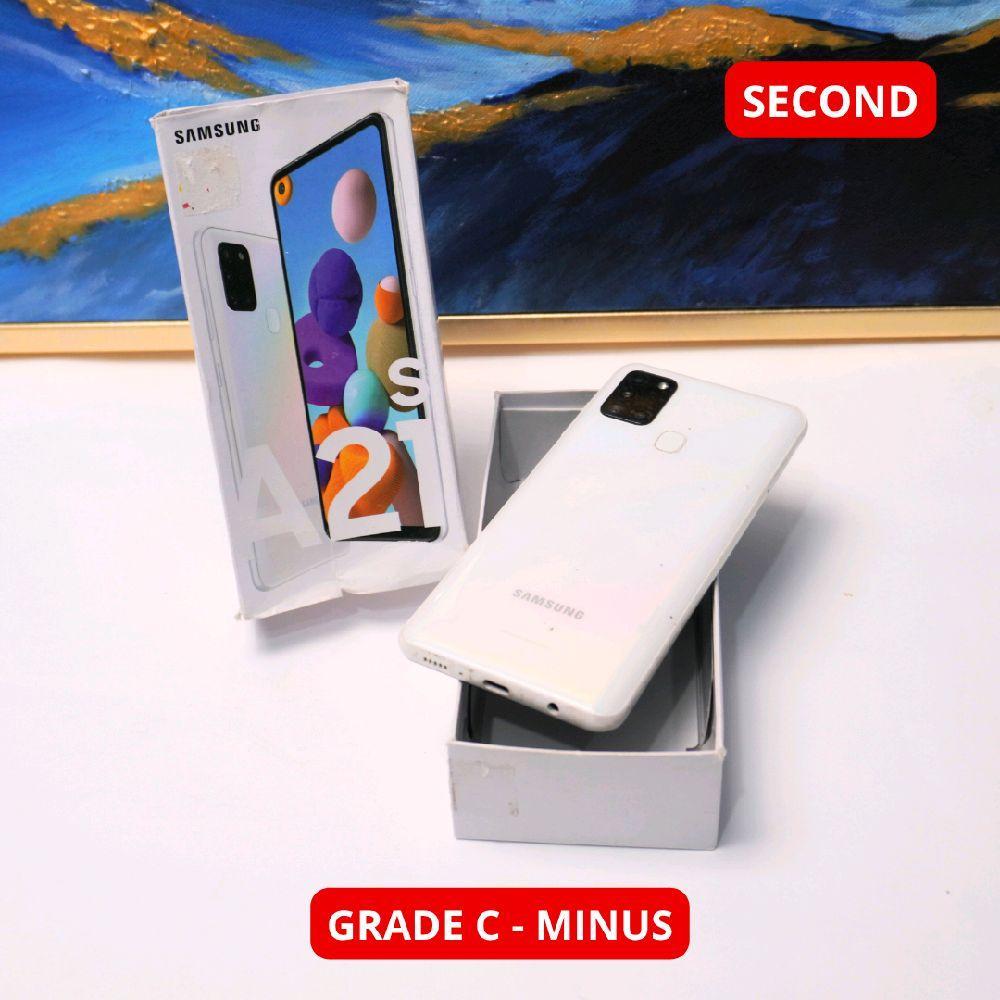 SAMSUNG A21S 6/128 GB GRADE C - MINUS HP SECOND ORIGINAL SINAR MUTIARA CELL (84013)