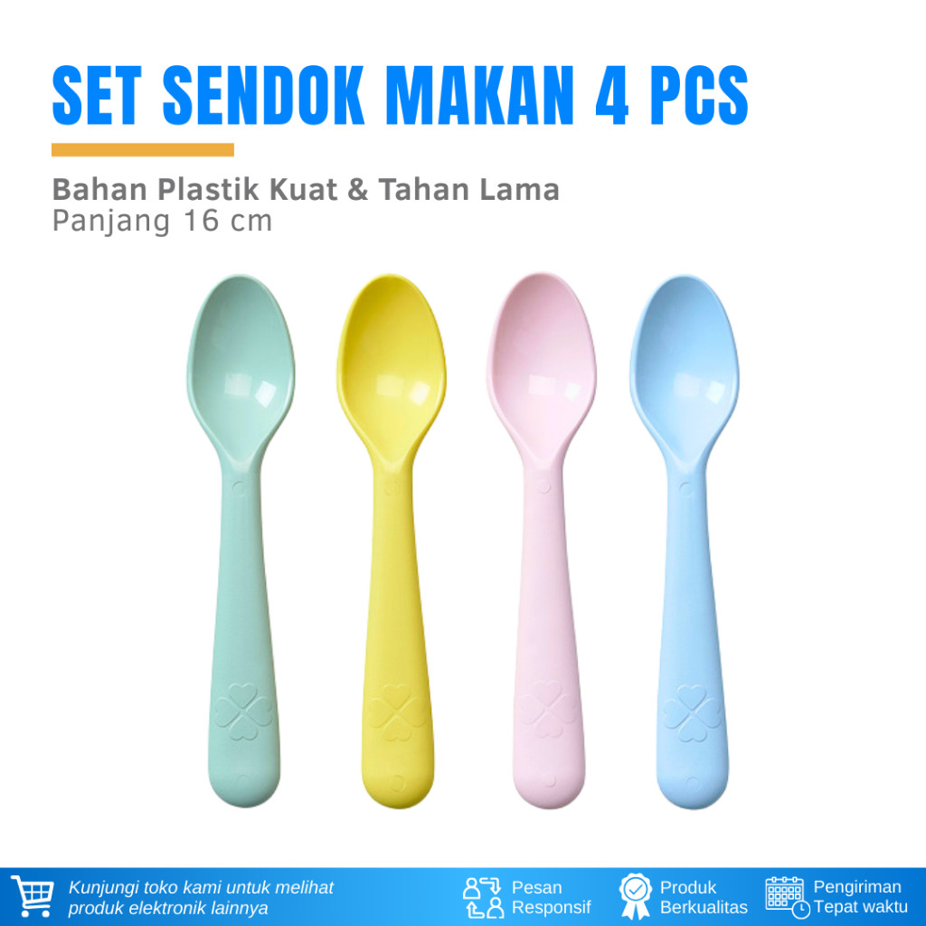 SENDOK MAKAN 1 SET PERALATAN MAKAN ANAK PLASTIK WARNA PASTEL