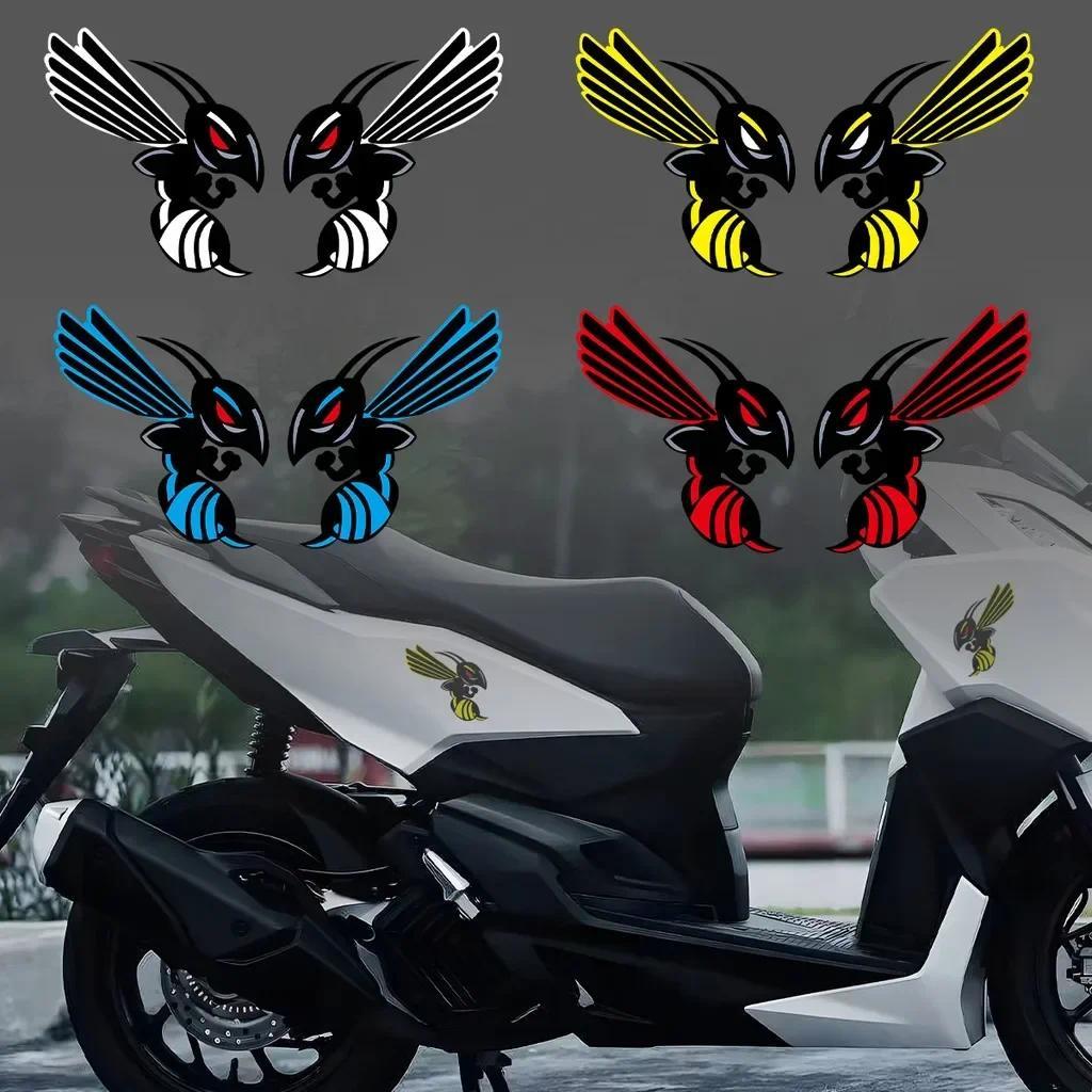 2PCS JDM Bumblebee Reflective Motorcycle Stickers Car Door Body Fuel Tank Vinyl Racing Helmet  Decor