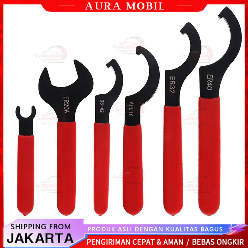 32mm+45-52mm Hook Wrench Kunci Komstir Motor Universal C Type Shock Coilover Wrench Spanners -Aura M