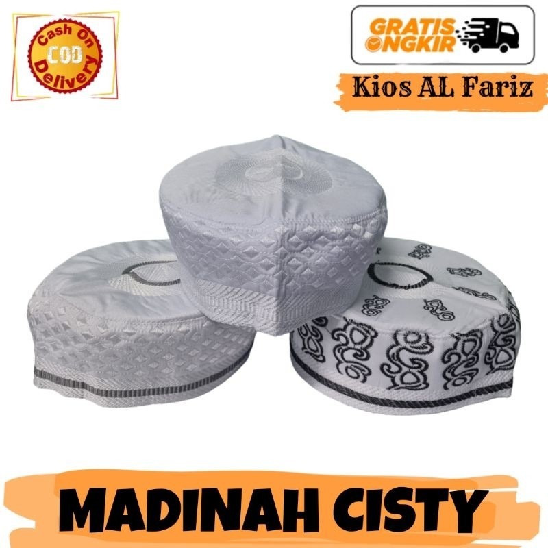 Peci Madinah Cisty HQ Putih - Kopiah Haji Kualitas Tinggi Original