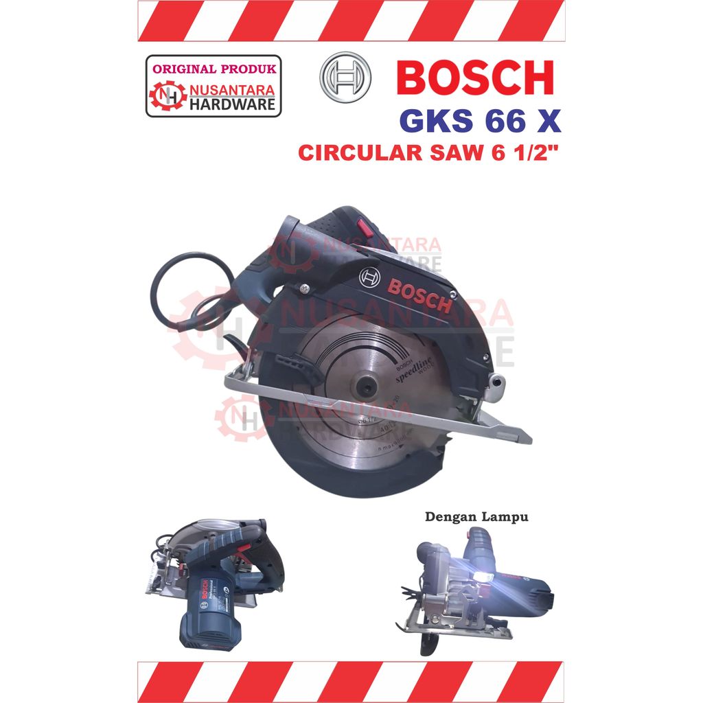 circular saw 6 1/2" bosch gks 66x, mesin gergaji potong kayu bosch,mesin gergaji papan belah bosch