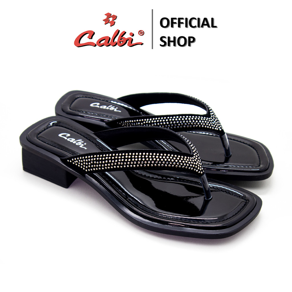 CALBI CNTX 1914 Sandal Block Heels 4,5cm Slip-on Jepit Motif Permata Simple Classic Mewah Anya